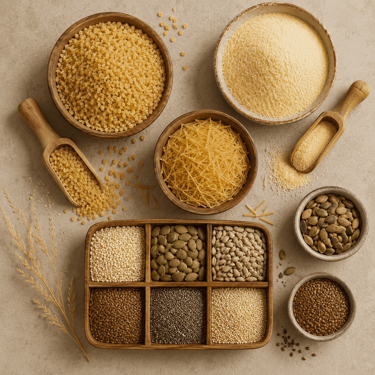 Bulgur, semolina , seeds & vermicelli